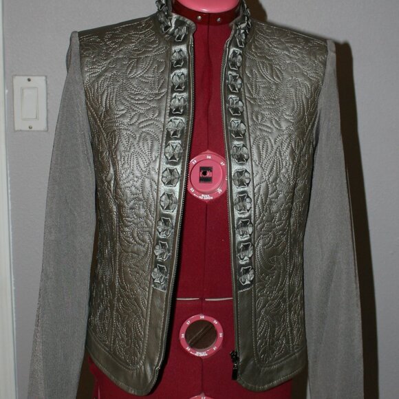 Nygard Collection Leather Sweater Jacket - PS(4-6) - Grey - Picture 7 of 9